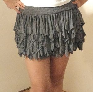 Gray ruffles mini skirt